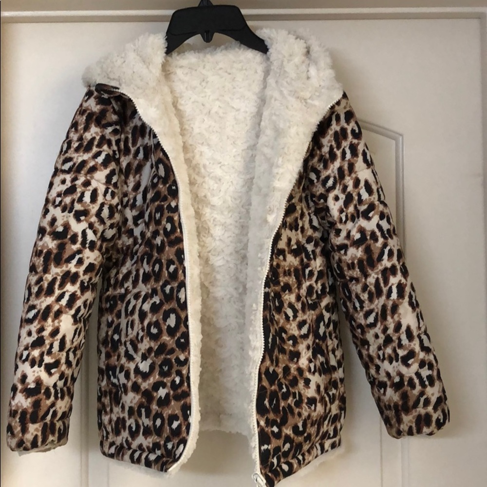 Reversible Wnter Coat, leopard print/faux fur 8/10